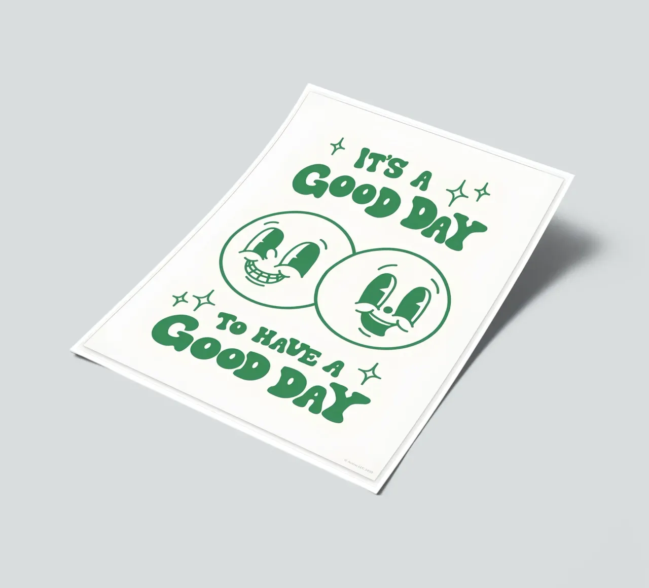 Impression pop art rétro "It's a good day" - visages heureux - vert planche autocollant de NorwesClub