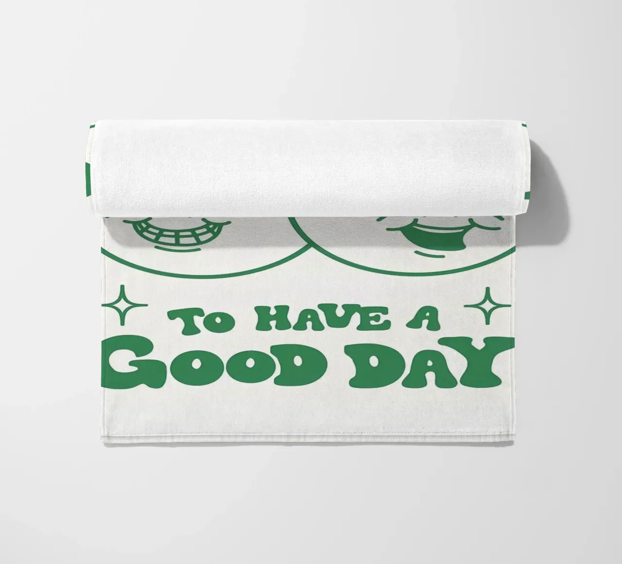 Impression pop art rétro "It's a good day" - visages heureux - vert serviette de plage de NorwesClub