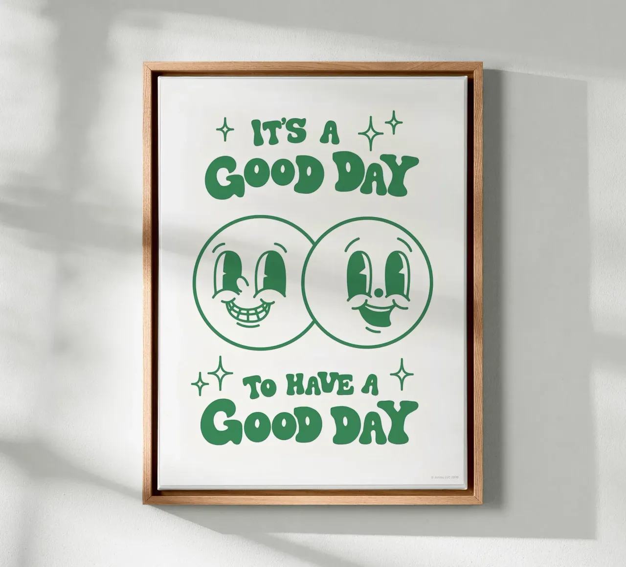 "It's A Good Day" Retro Happy Faces Green Pop Art Print canvas by NorwesClub