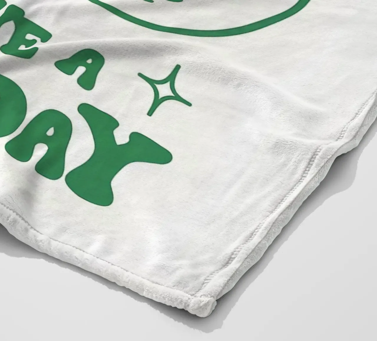 Stampa pop art retrò "It's A Good Day", facce felici, verde coperta in pile da NorwesClub