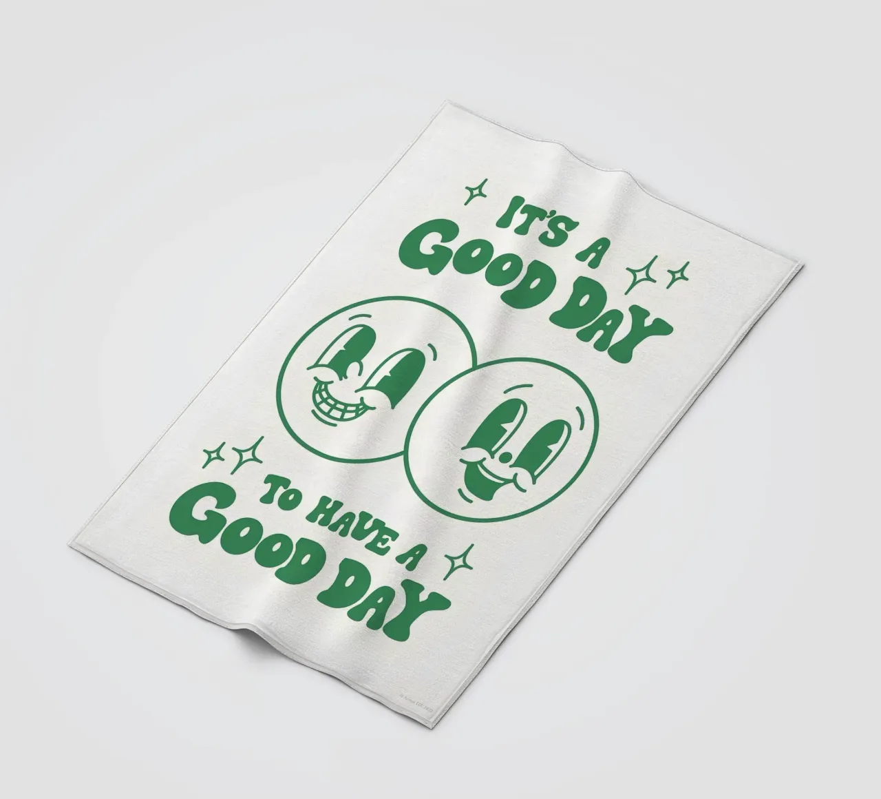 Stampa pop art retrò "It's A Good Day", facce felici, verde coperta in pile da NorwesClub