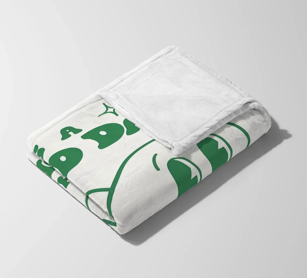 Stampa pop art retrò "It's A Good Day", facce felici, verde coperta in pile da NorwesClub