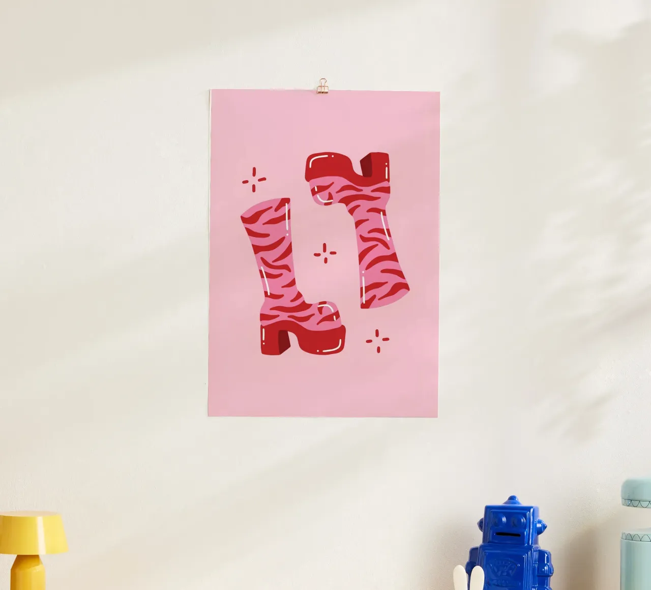 "Stivali tigrati groovy", moda pop art retrò rosa anni '60 poster da NorwesClub