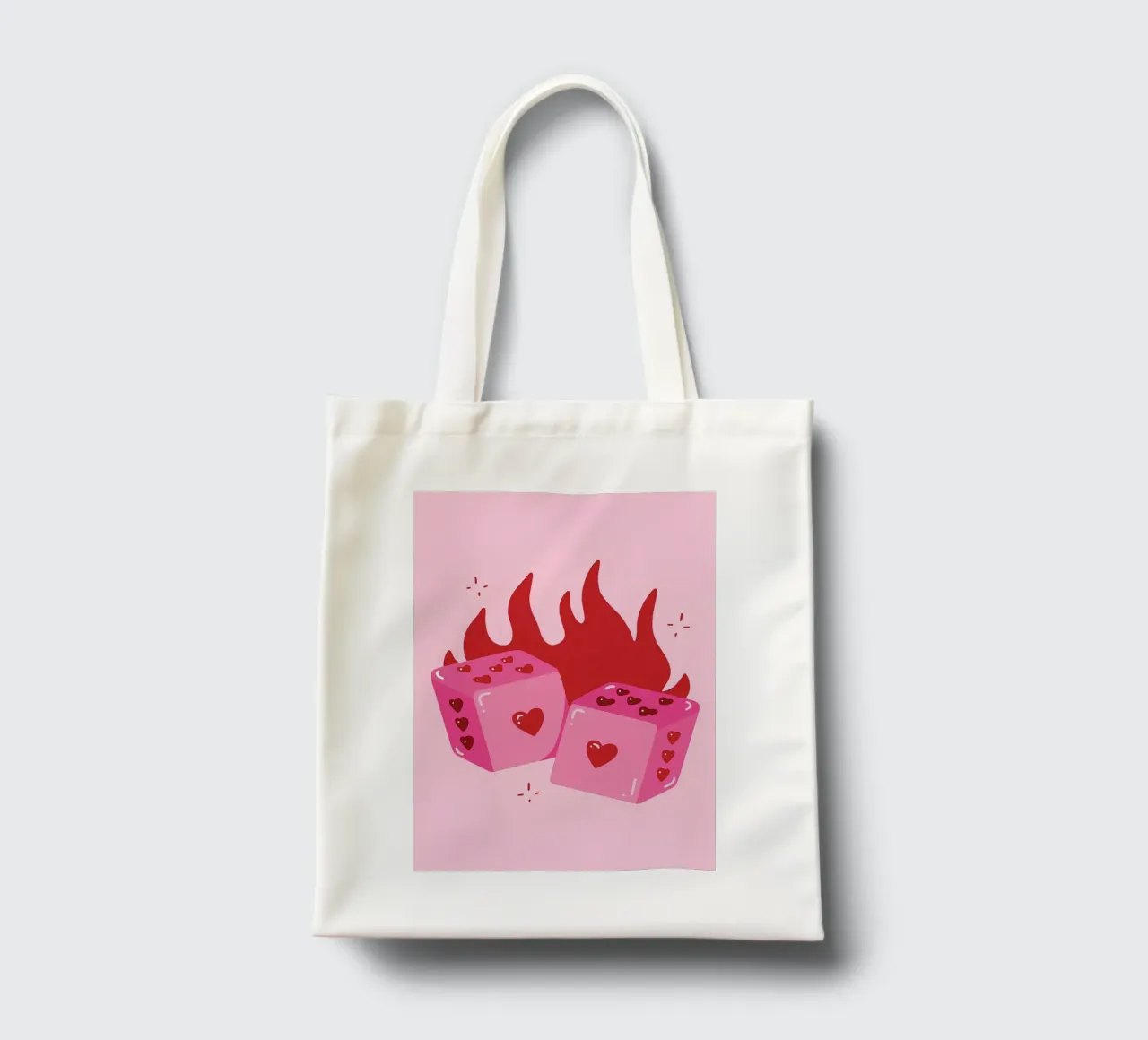 Flaming Heart Pink Dice Retro Pop Art Love Print tote bag by NorwesClub