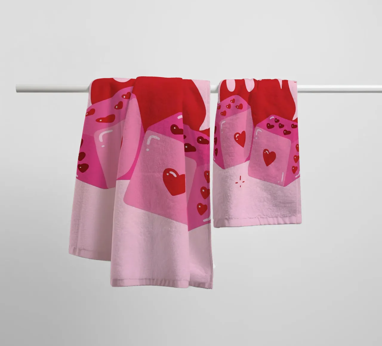 Flaming Heart Pink Dice Retro Pop Art Love Print towel by NorwesClub