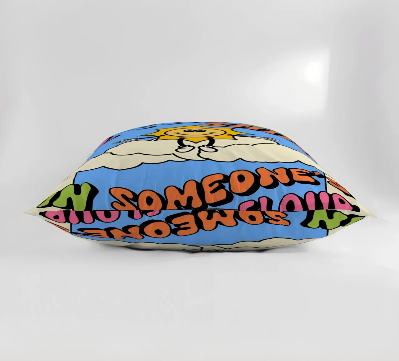 "Be The Sun" Retro Abstract Optimistic Landscape Pop Art decorative cushion by NorwesClub