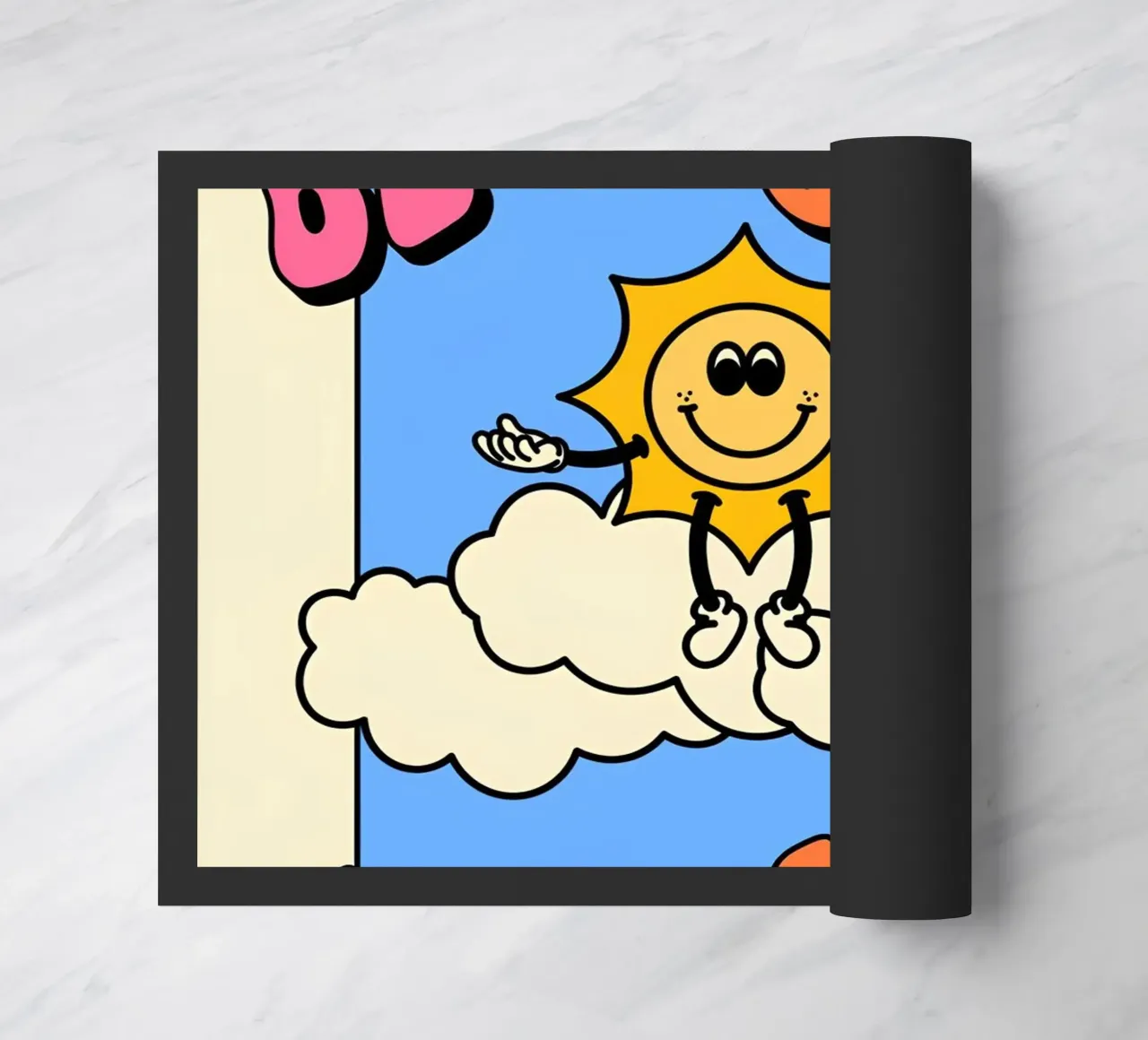 "Be The Sun" Retro Abstract Optimistic Landscape Pop Art doormat by NorwesClub