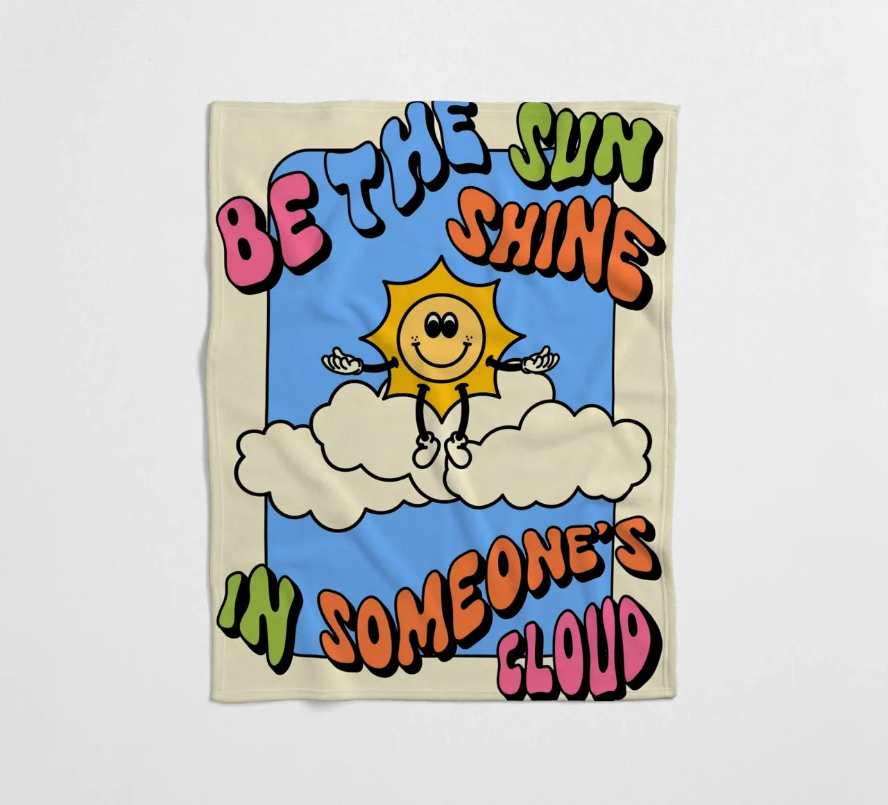 "Be The Sun" Retro Abstract Optimistic Landscape Pop Art fleece blanket by NorwesClub