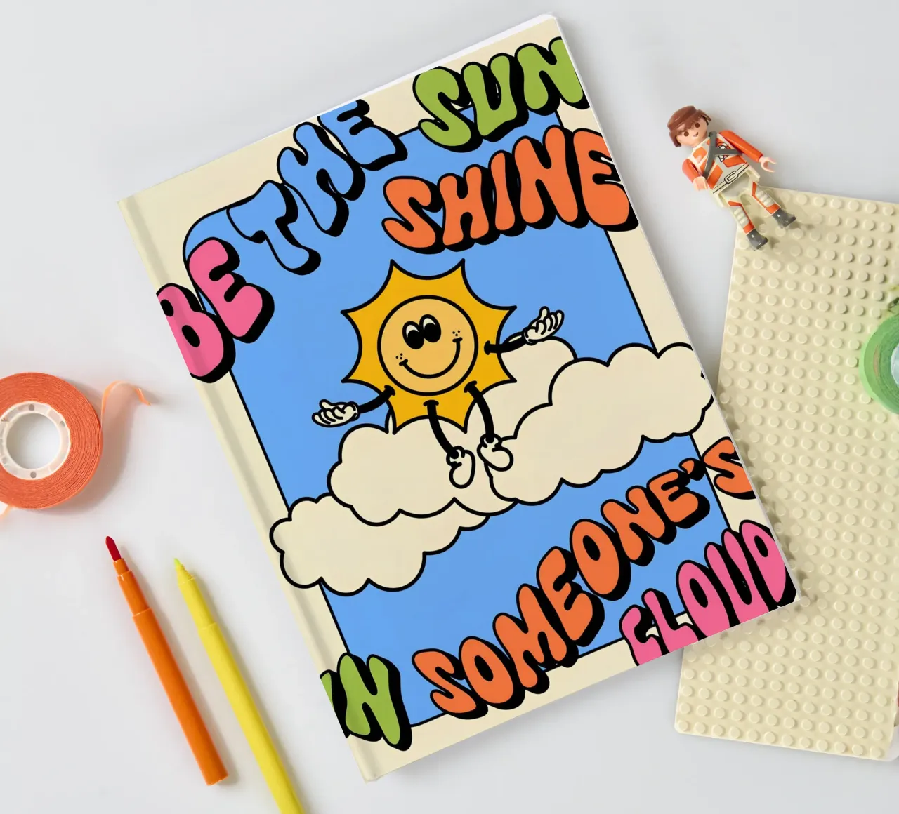 "Be The Sun" Retro Abstract Optimistic Landscape Pop Art notebook by NorwesClub