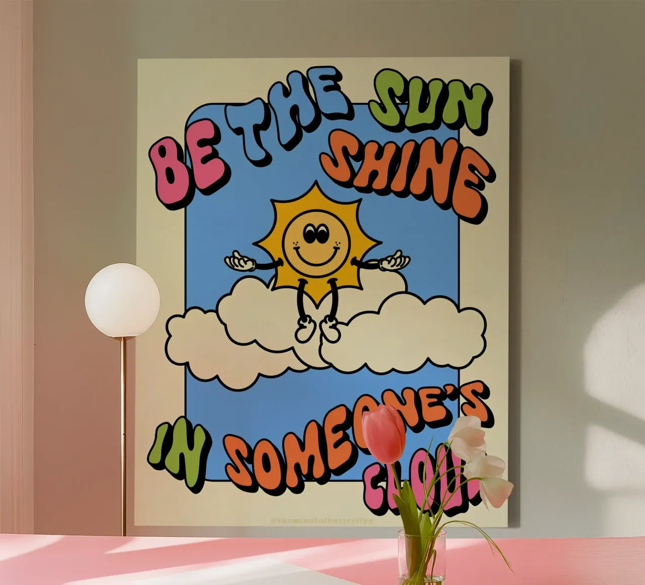 "Be The Sun" Retro Abstract Optimistic Landscape Pop Art canvas by NorwesClub