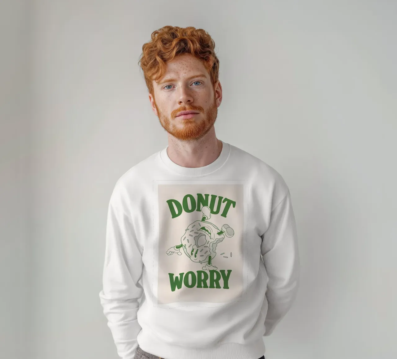 "Donut Worry Be Happy" Retro Sweet Groovy Pop Art Print sudadera de NorwesClub
