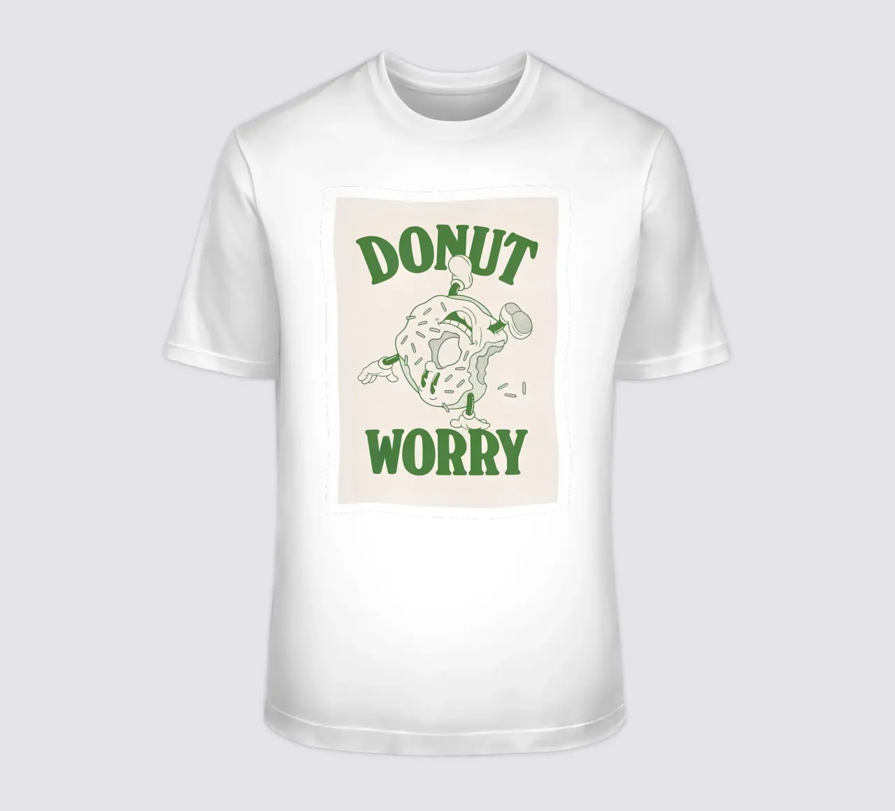 "Donut Worry Be Happy" Retro Sweet Groovy Pop Art Print camiseta de NorwesClub
