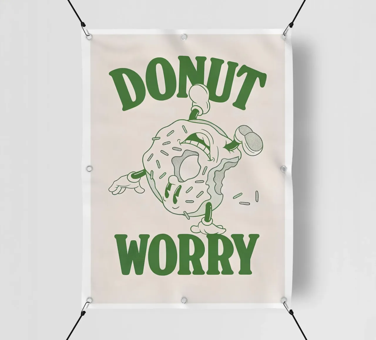 Stampa pop retrò "Donut Worry Be Happy" (Ciambella, preoccupazione, felicità) telo in pvc da NorwesClub