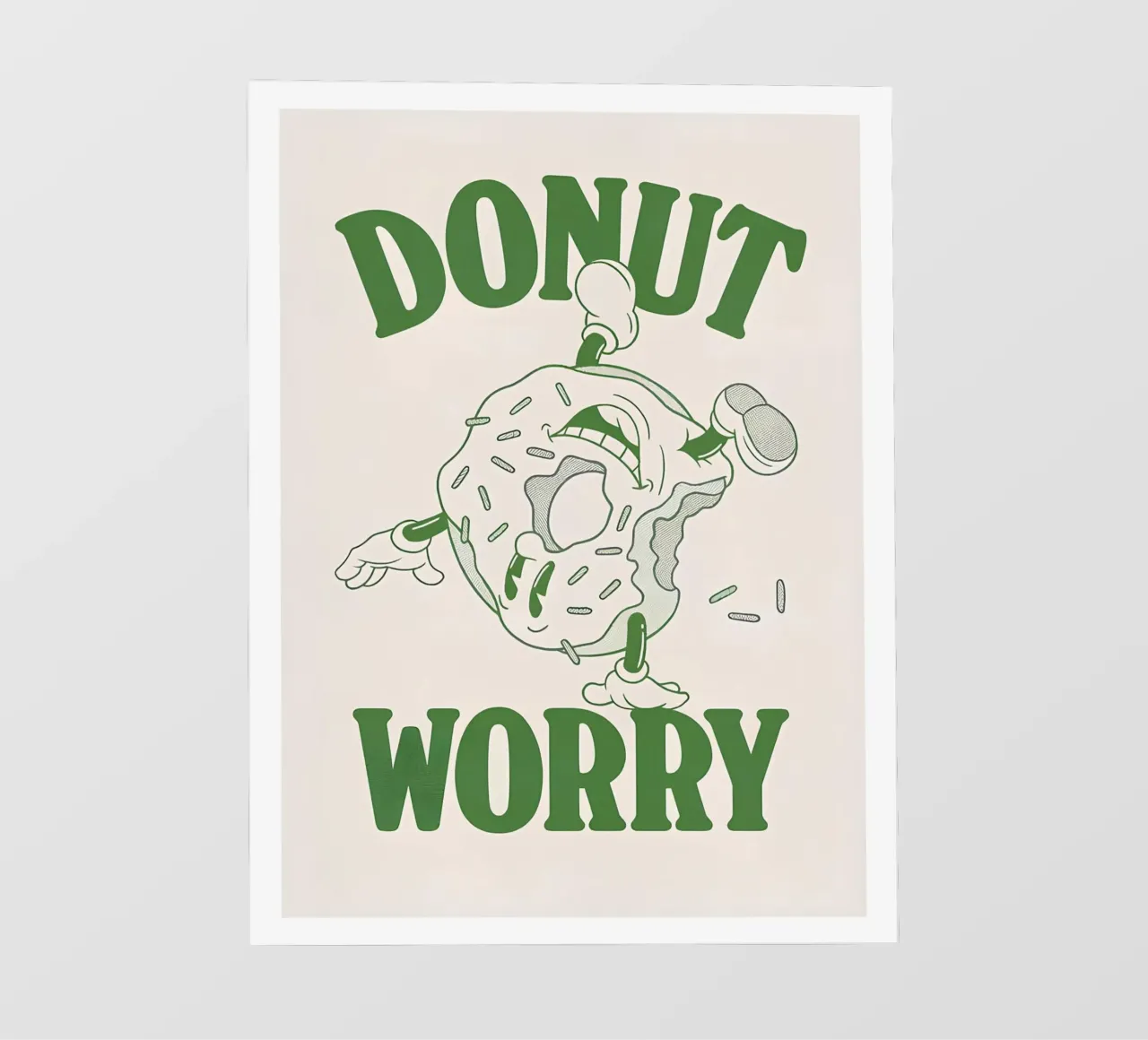 Stampa pop retrò "Donut Worry Be Happy" (Ciambella, preoccupazione, felicità) telo in pvc da NorwesClub
