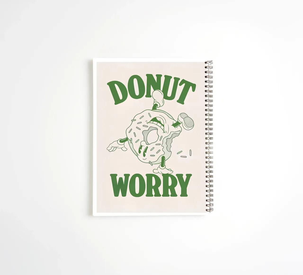 Stampa pop retrò "Donut Worry Be Happy" (Ciambella, preoccupazione, felicità) diario ad anelli da NorwesClub