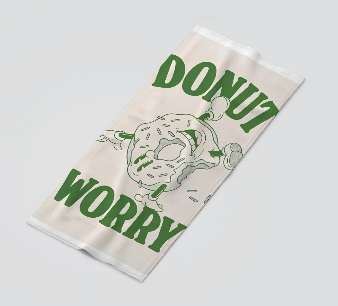 "Donut Worry Be Happy" Retro Sweet Groovy Pop Art Print toalla de playa de NorwesClub