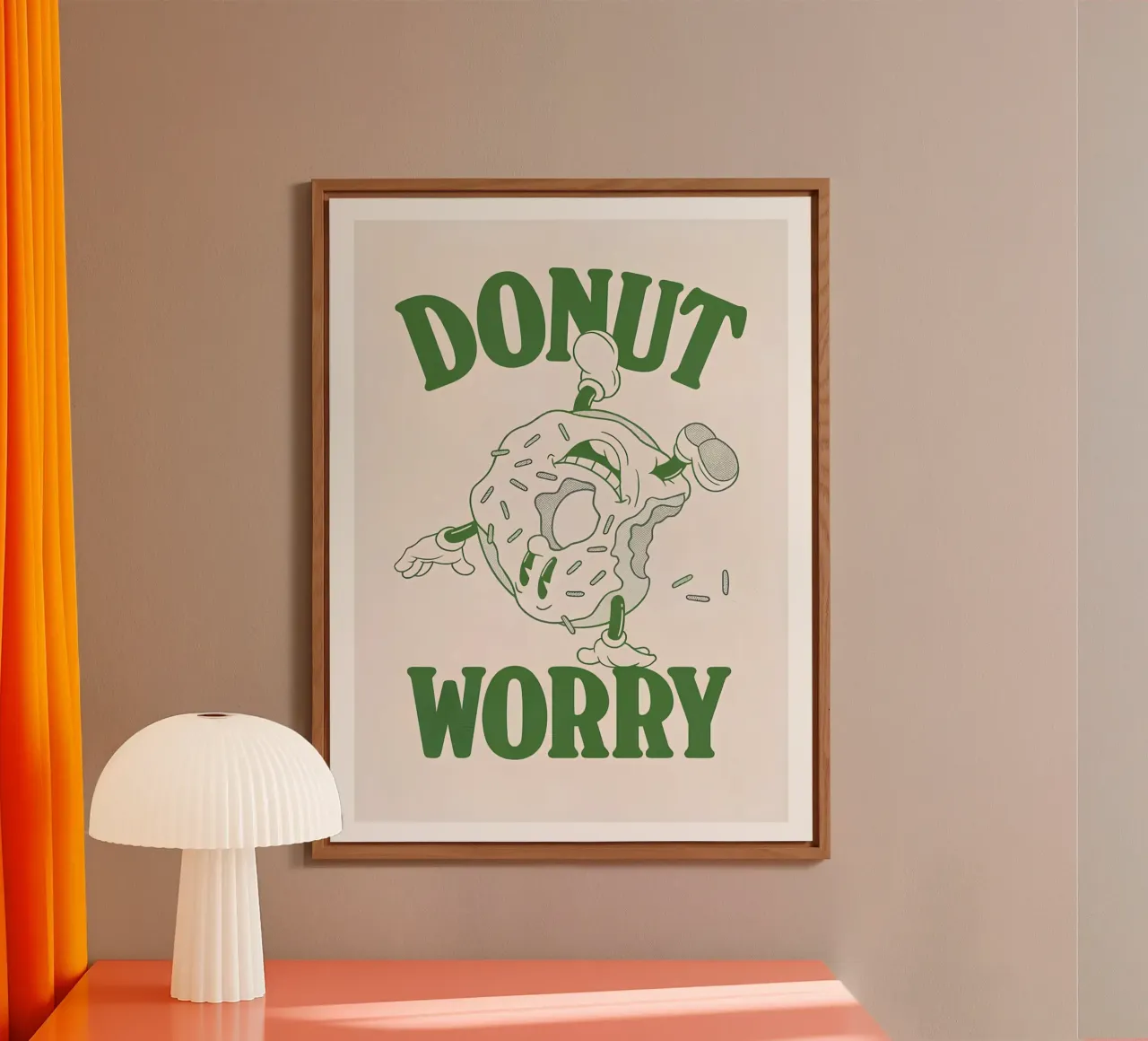 "Donut Worry Be Happy" Rétro Sweet Groovy Pop Art Print alu dibond de NorwesClub