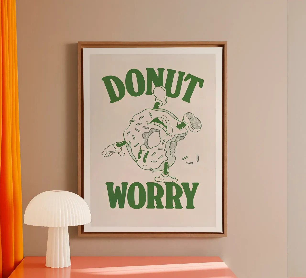"Donut Worry Be Happy" Retro Sweet Groovy Pop Art Print canvas by NorwesClub
