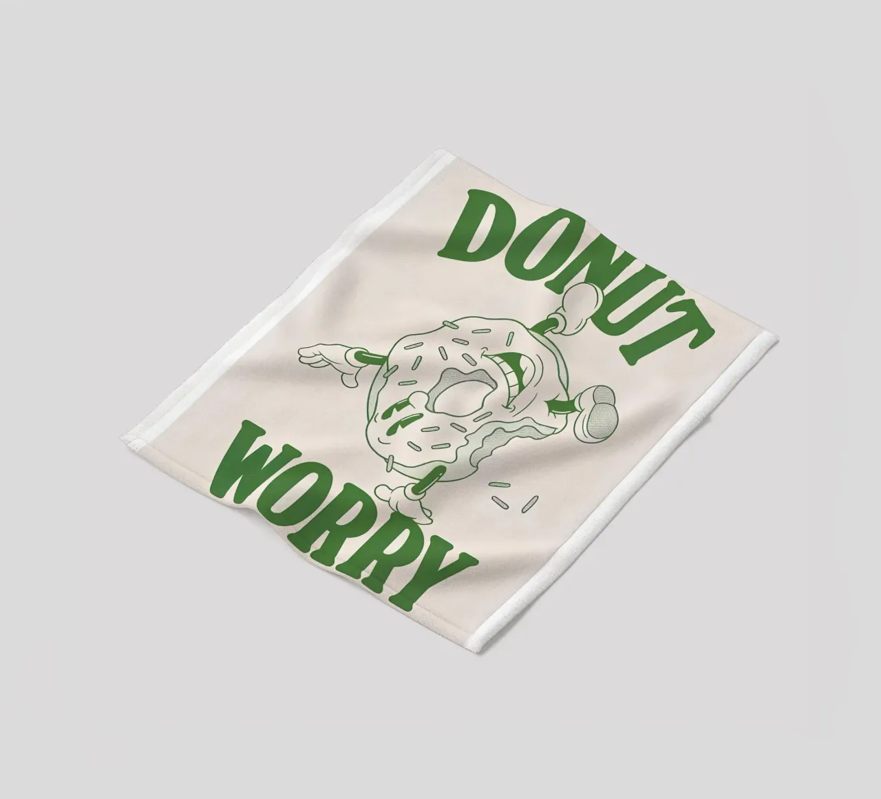 Stampa pop retrò "Donut Worry Be Happy" (Ciambella, preoccupazione, felicità) coperta in pile da NorwesClub