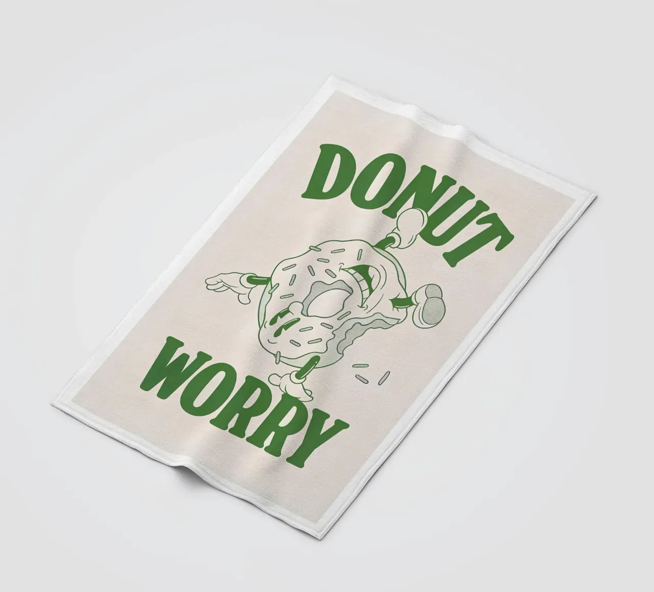Stampa pop retrò "Donut Worry Be Happy" (Ciambella, preoccupazione, felicità) coperta in pile da NorwesClub