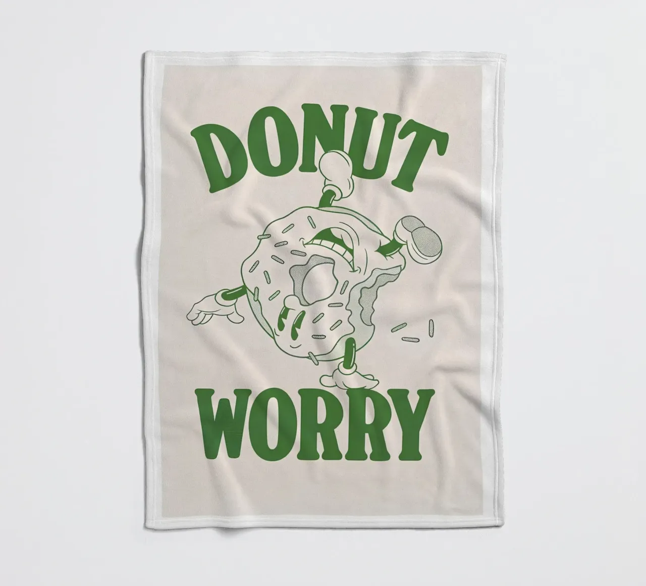Stampa pop retrò "Donut Worry Be Happy" (Ciambella, preoccupazione, felicità) coperta in pile da NorwesClub