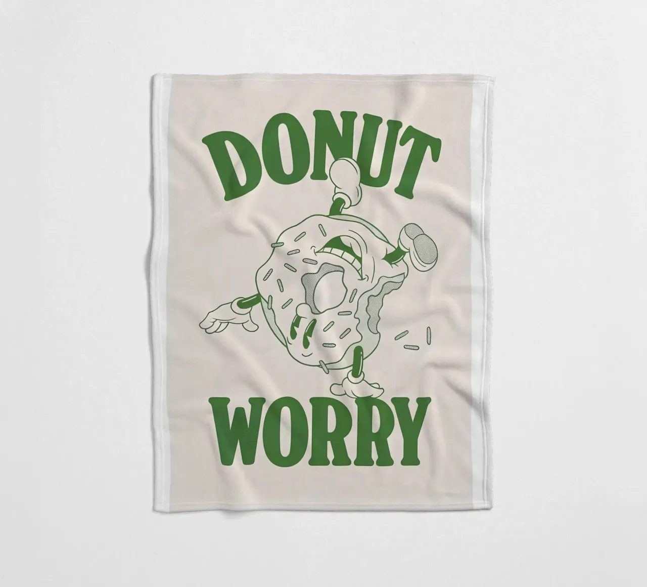 Stampa pop retrò "Donut Worry Be Happy" (Ciambella, preoccupazione, felicità) coperta in pile da NorwesClub