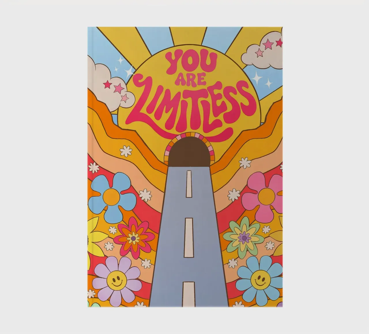 "You Are Limitless" Retro Affirmation Sunset Dreamy Pop Art notebook by NorwesClub