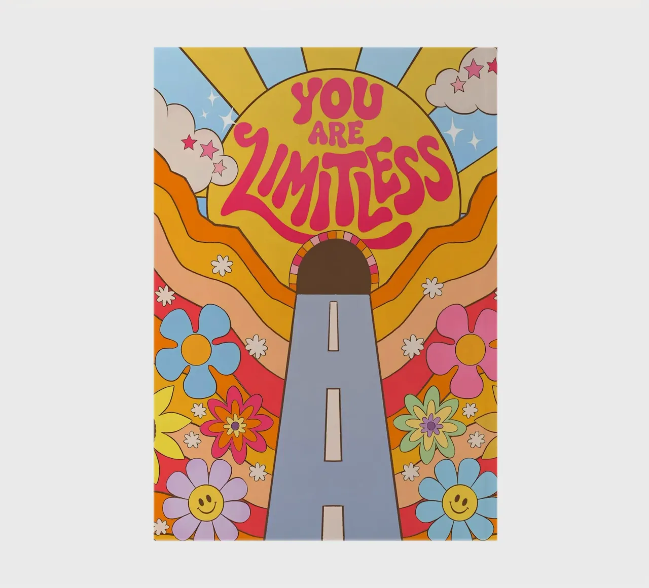 "You Are Limitless" Retro Affirmation Sunset Dreamy Pop Art notebook by NorwesClub