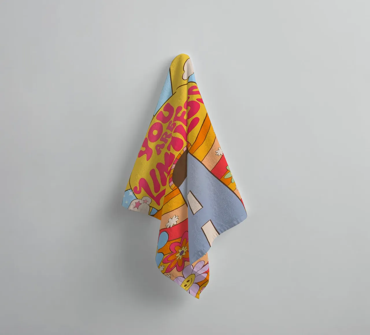 "You Are Limitless" Retro Affirmation Sunset Dreamy Pop Art towel by NorwesClub