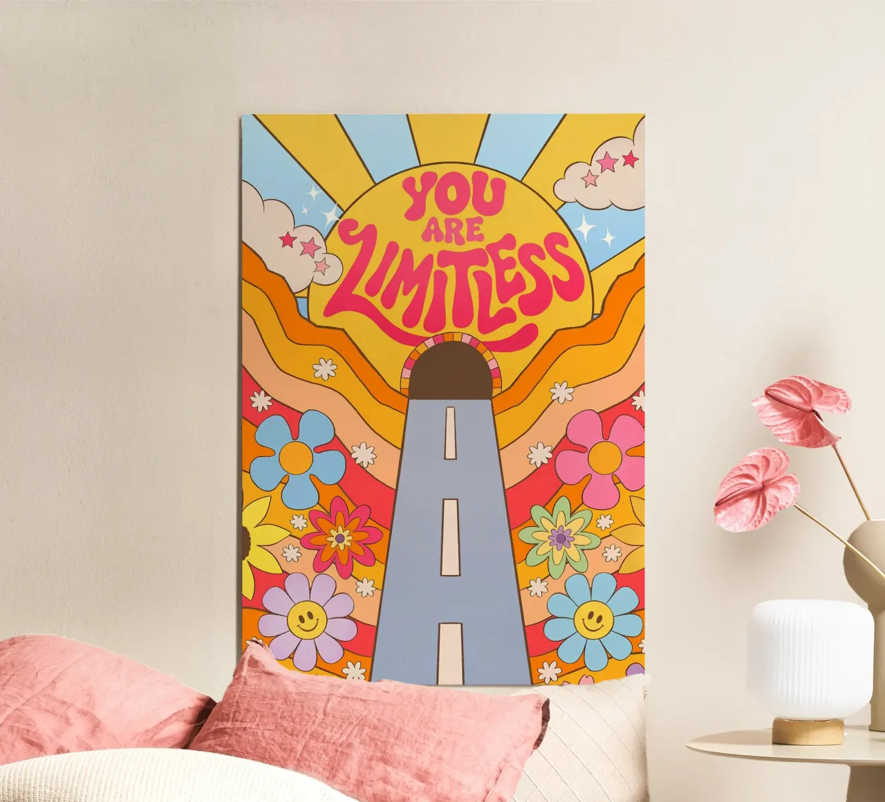 "You Are Limitless" Afirmación retro Puesta de sol Pop Art de ensueño hahnemühle de NorwesClub