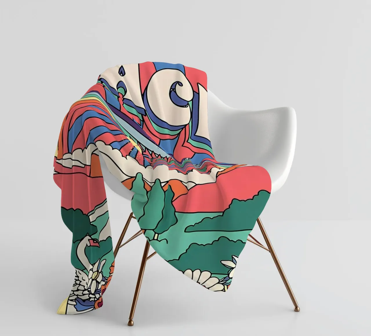 Pop Art "Peace" Psichedelico Groovy anni '70 floreale a raggi di sole coperta in pile da NorwesClub