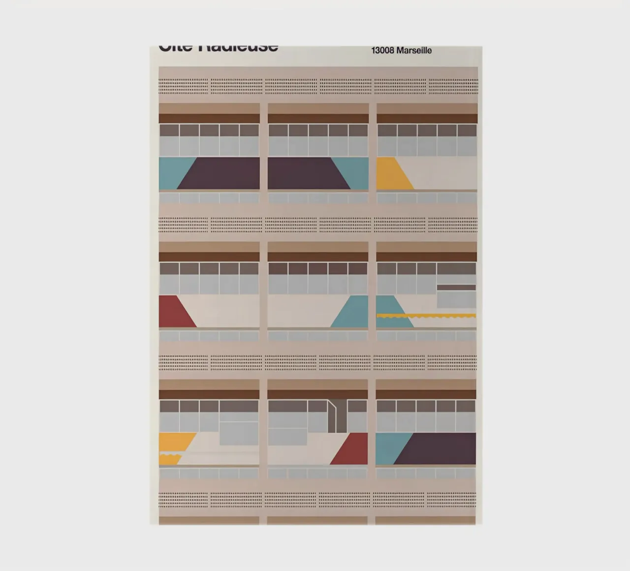 Le Corbusier La Cité Radieuse Abstract Brutalist Art Print notebook by NorwesClub