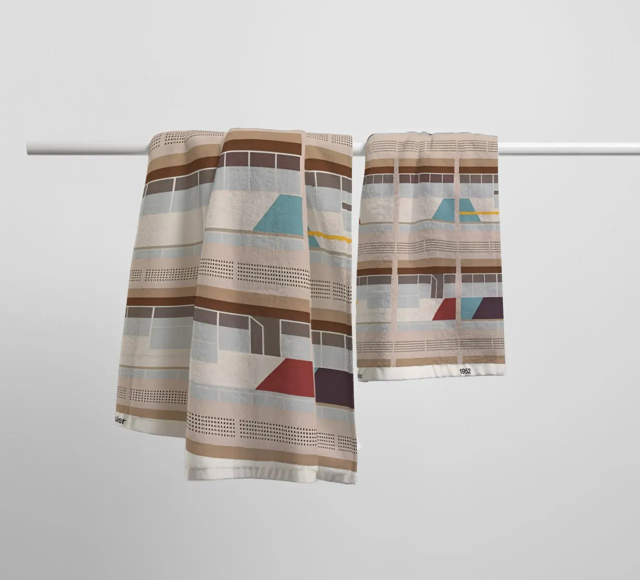 Le Corbusier La Cité Radieuse Abstract Brutalist Art Print towel by NorwesClub