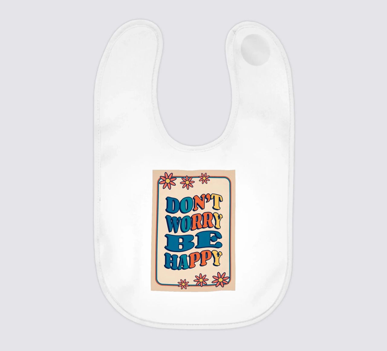 "Don't Worry Be Happy" Retro Groovy Optimistic Kunstdruck Babylätzchen von NorwesClub