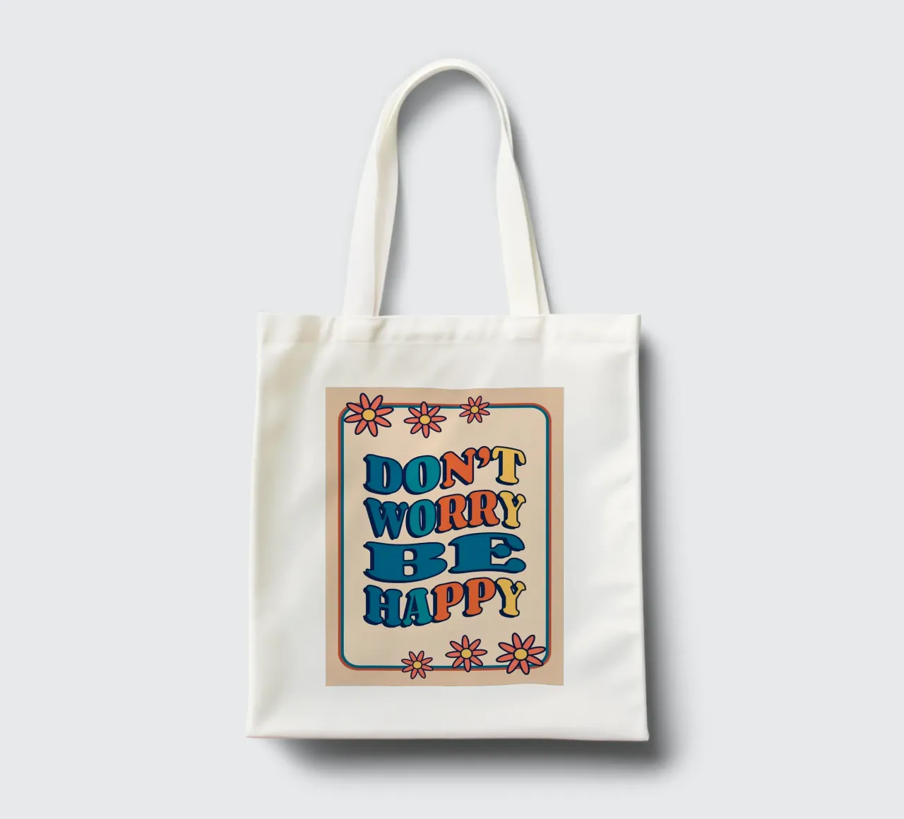 "Don't Worry Be Happy" Retro Groovy Optimistic Kunstdruck Jutebeutel von NorwesClub