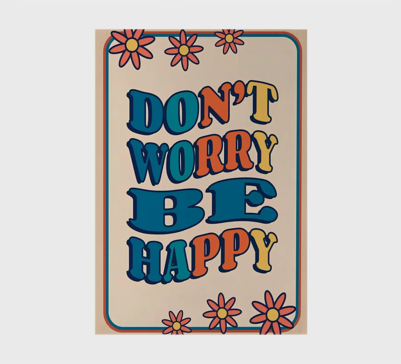 "Don't Worry Be Happy" Retro Groovy Optimistic Art Print notebook by NorwesClub
