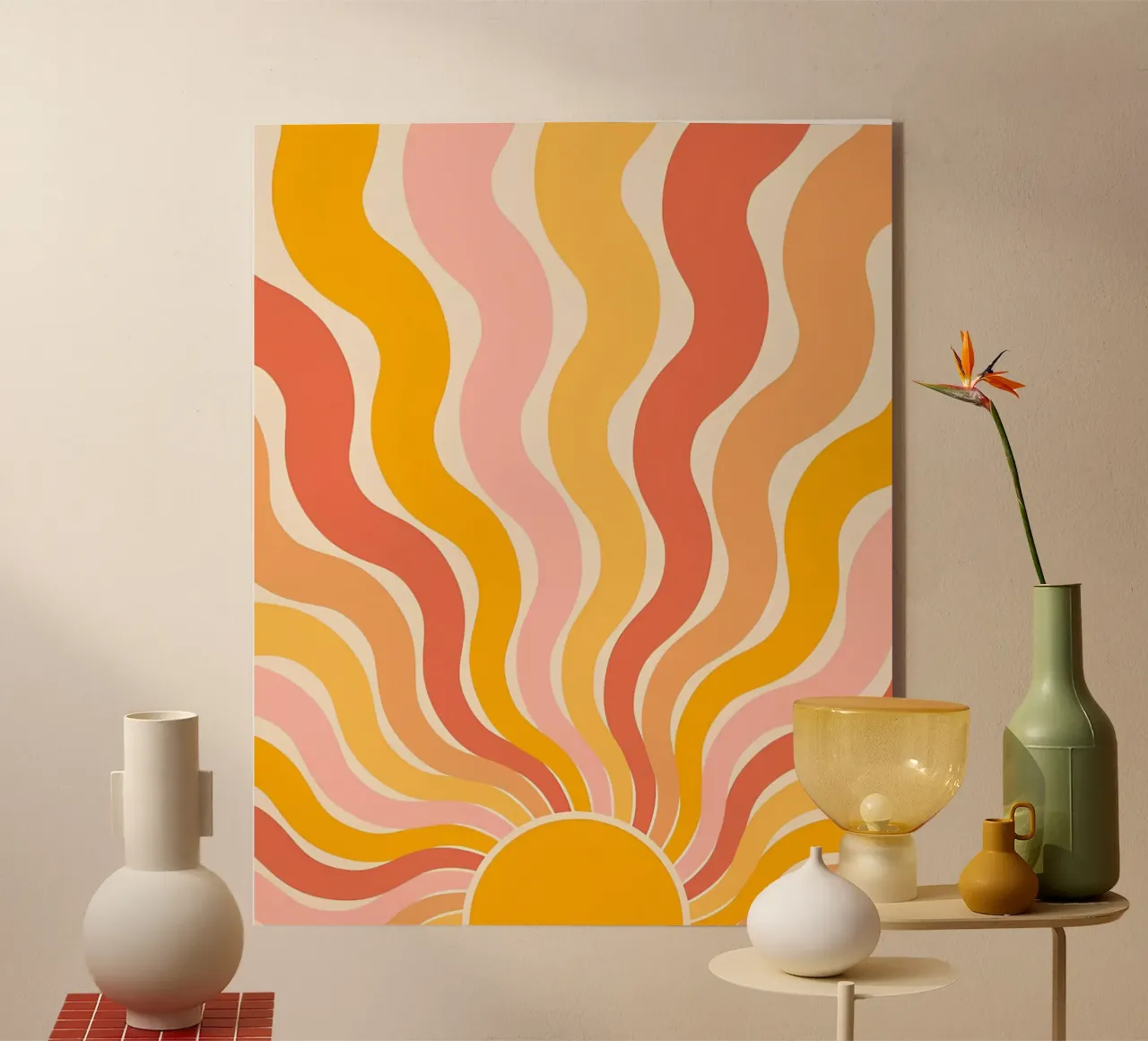 Retro 70s Groovy Abstract Psychedelic Swirl Art Print metacrilato de NorwesClub