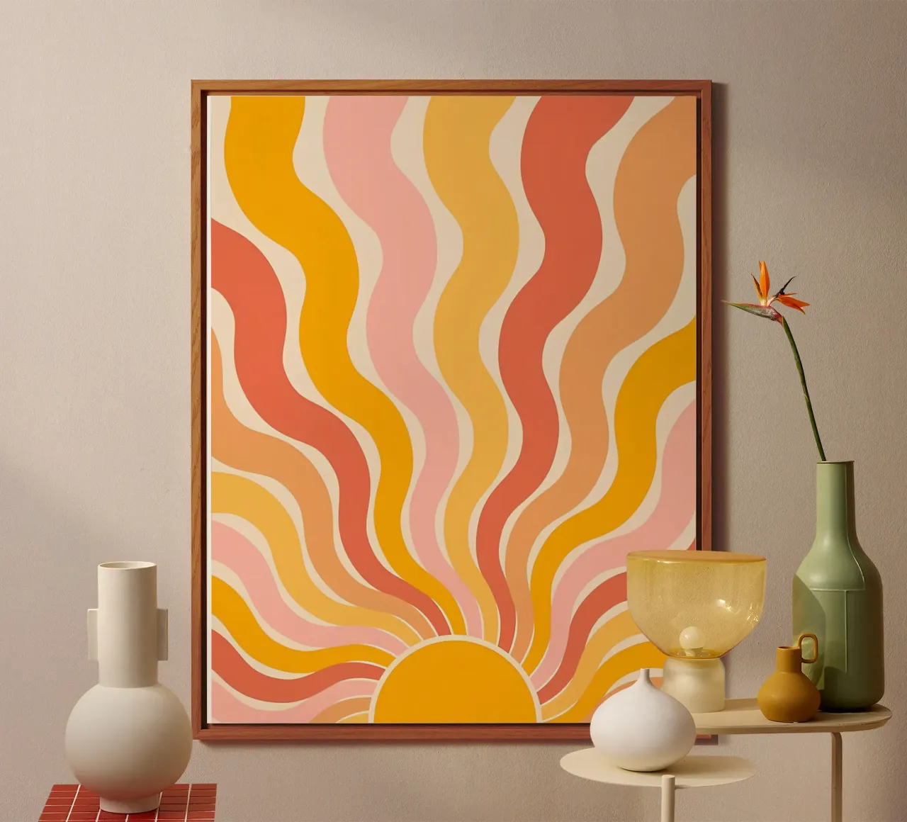 Retro 70s Groovy Abstract Psychedelic Swirl Art Print aluminio dibond de NorwesClub