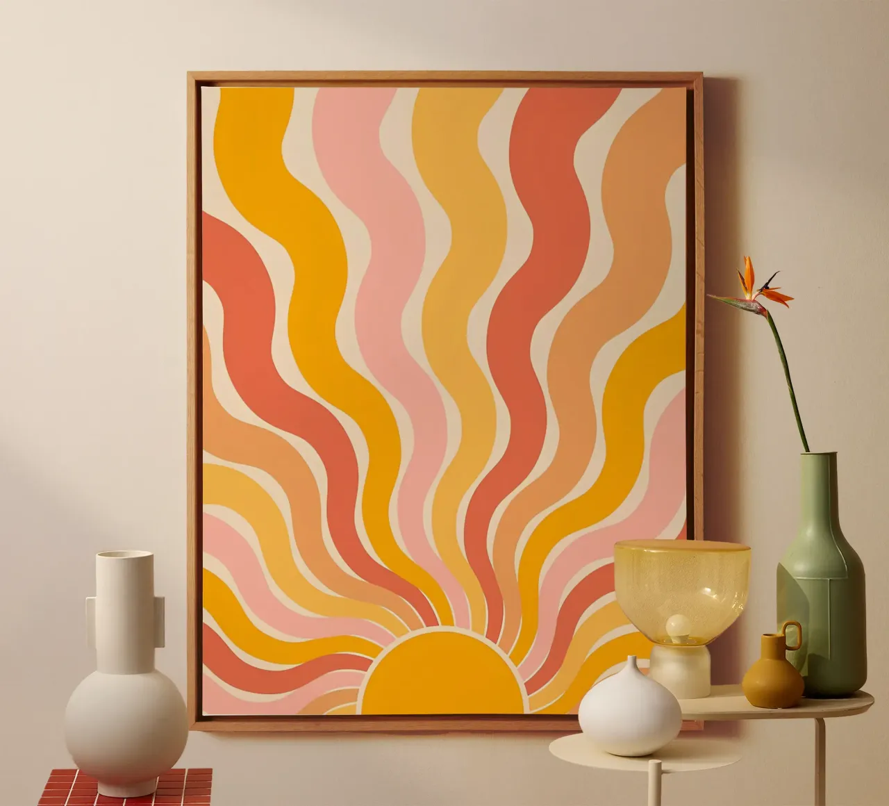 Retro 70s Groovy Abstracte Psychedelische Werveling Kunstdruk canvas van NorwesClub