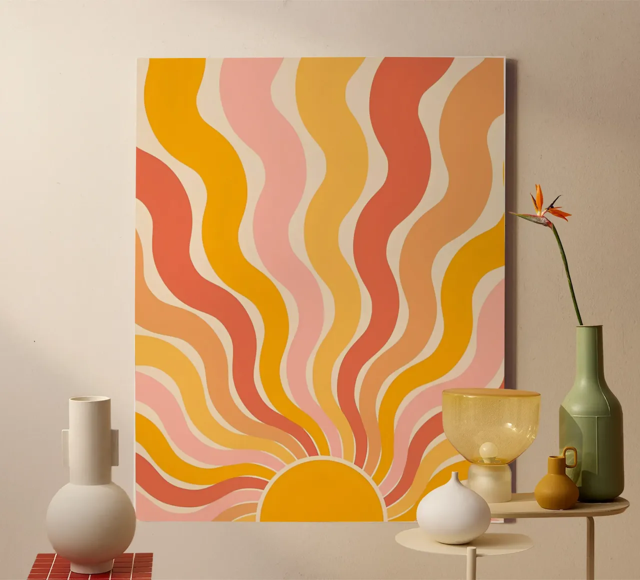 Retro 70s Groovy Abstract Psychedelic Swirl Art Print canvas by NorwesClub