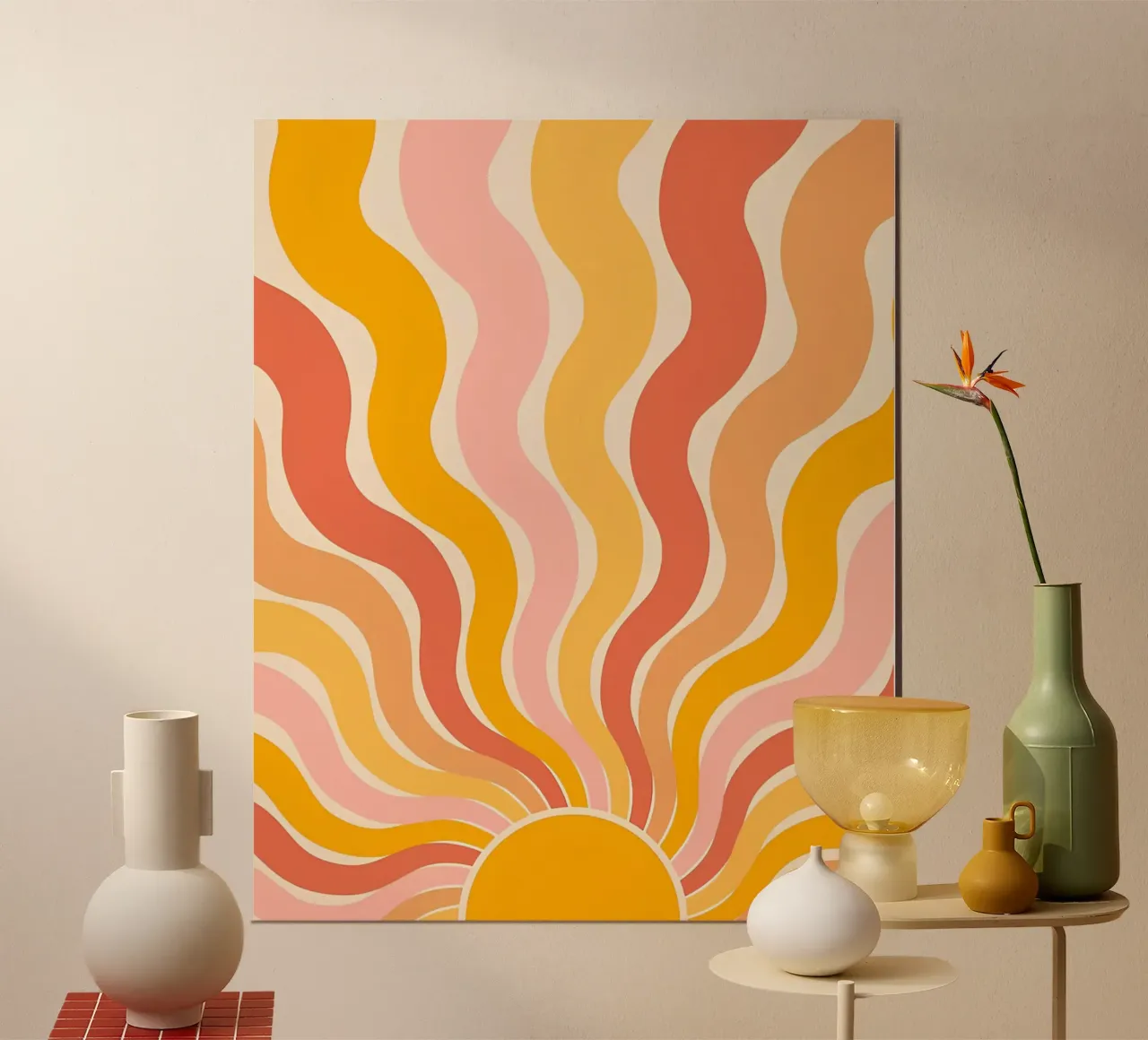Retro 70s Groovy Abstracte Psychedelische Werveling Kunstdruk hahnemühle van NorwesClub