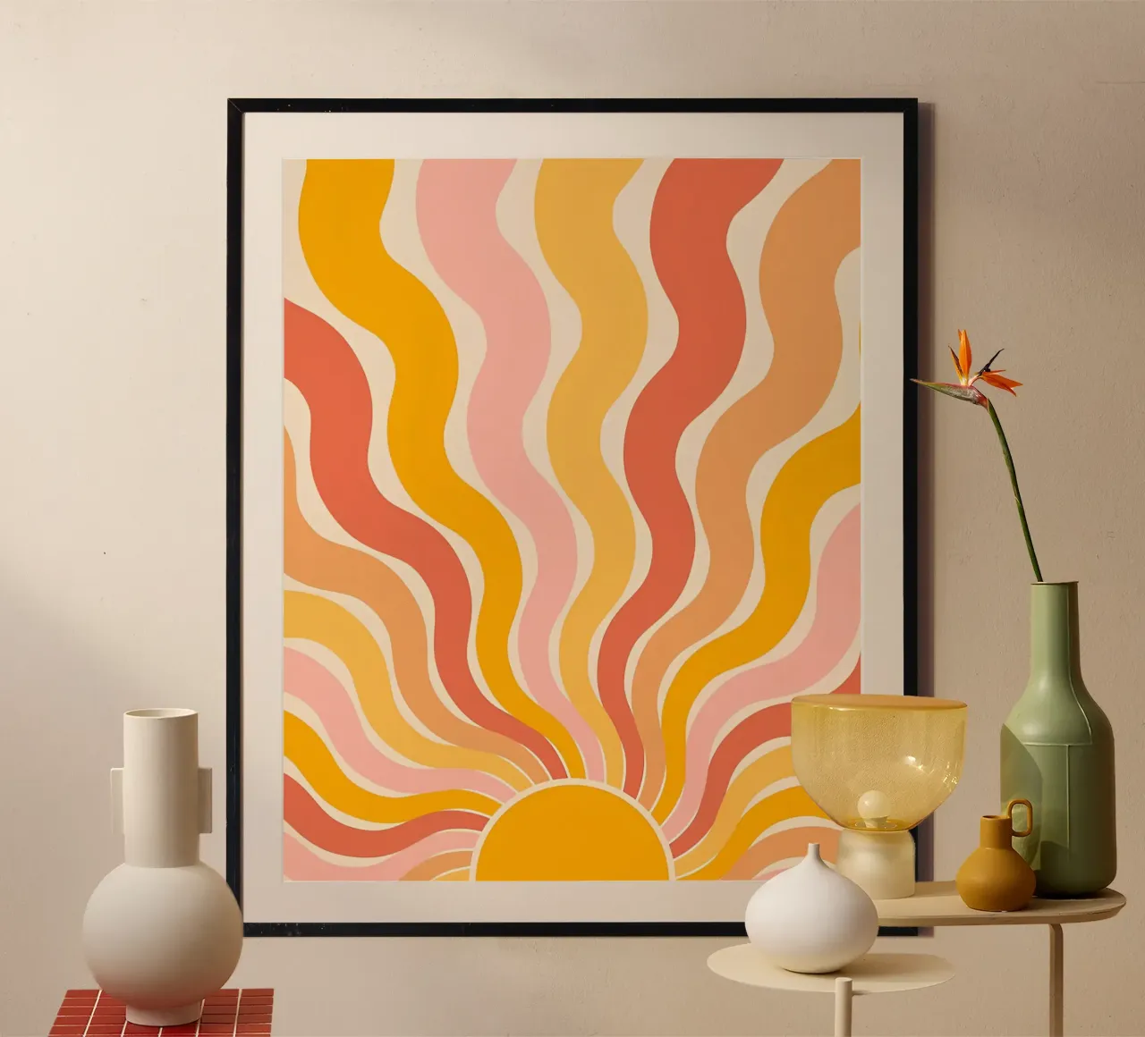 Retro 70s Groovy Abstracte Psychedelische Werveling Kunstdruk hahnemühle van NorwesClub
