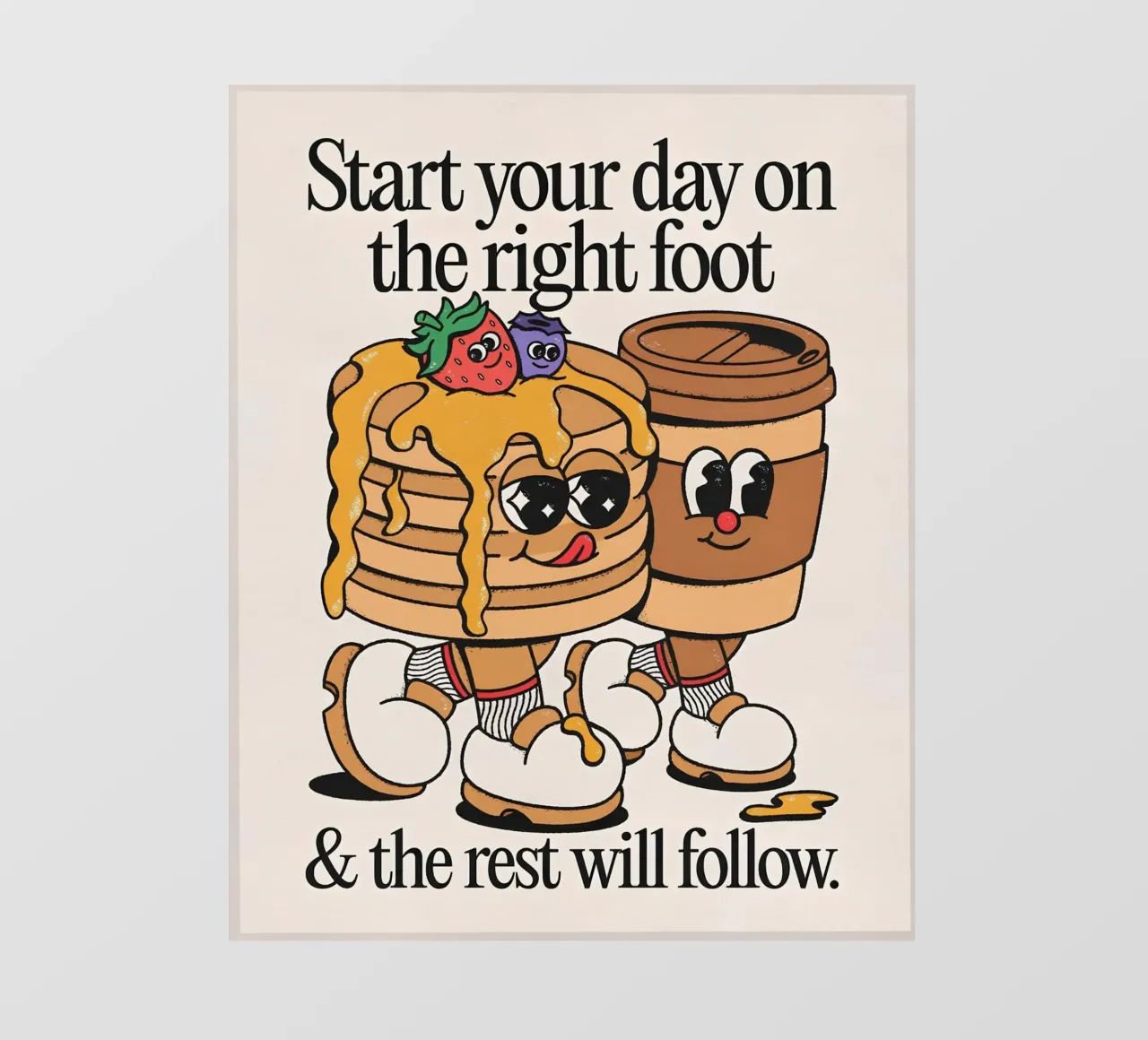 "Start Your Day Right" (Inizia bene la giornata) Cartoon Pancake retrò Pop Art pellicola backlit da NorwesClub