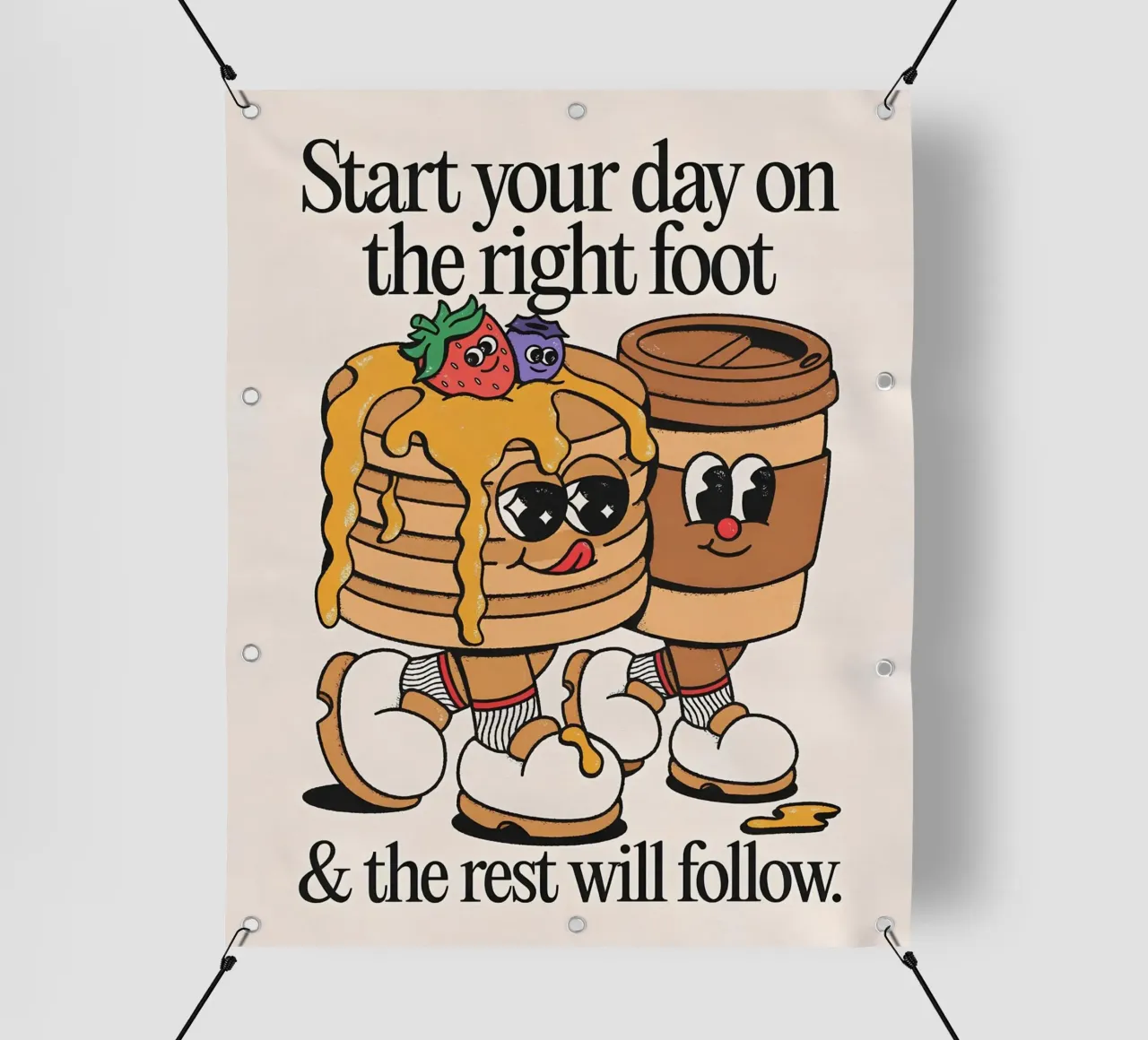 "Start Your Day Right" (Inizia bene la giornata) Cartoon Pancake retrò Pop Art telo in pvc da NorwesClub