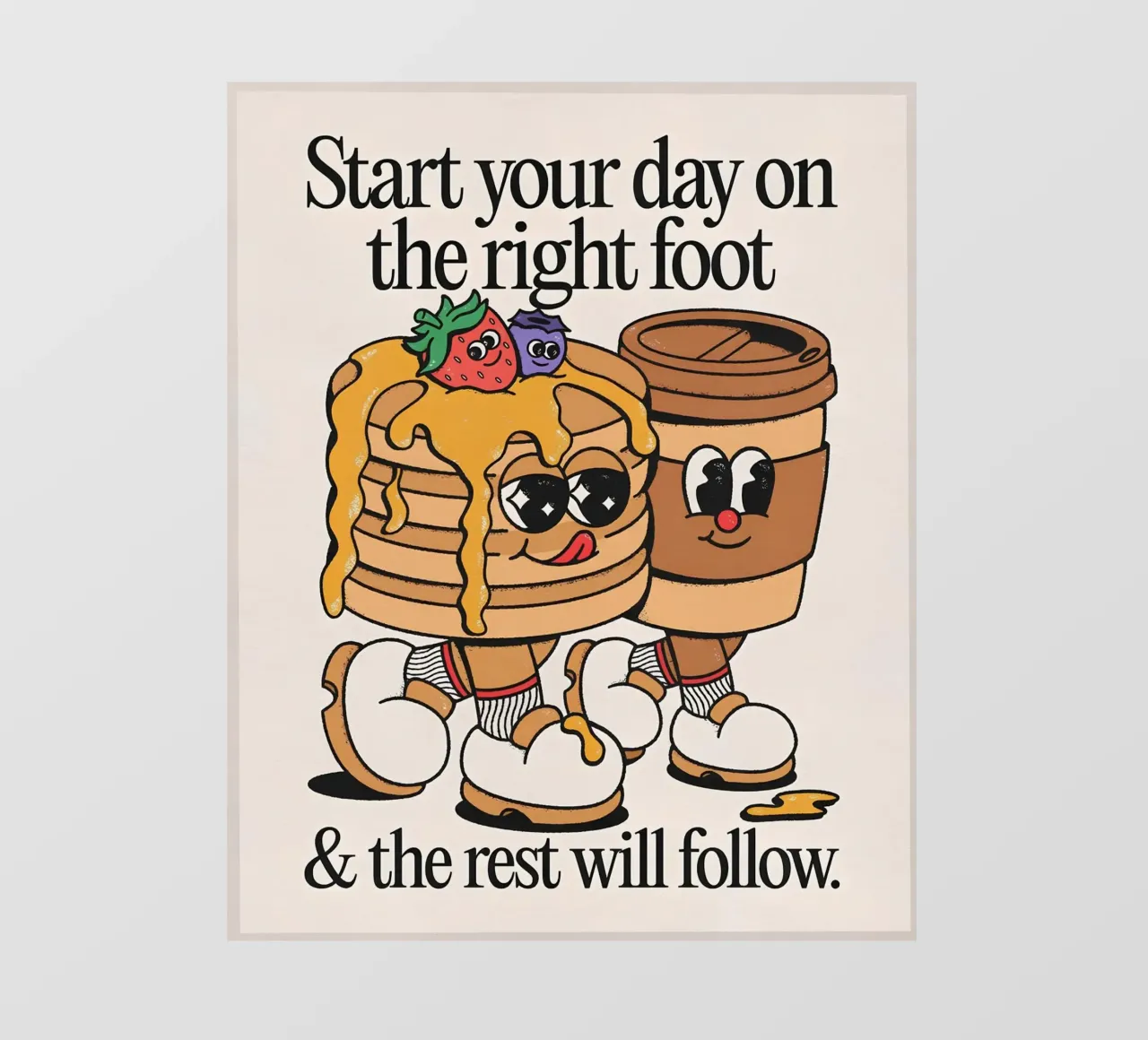"Start Your Day Right" (Inizia bene la giornata) Cartoon Pancake retrò Pop Art telo in pvc da NorwesClub
