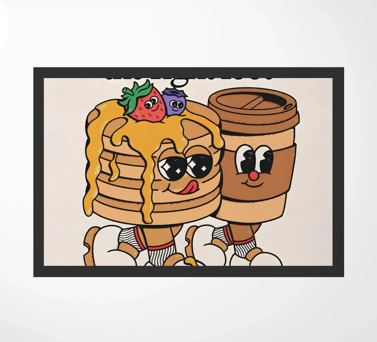 "Start Your Day Right" (Inizia bene la giornata) Cartoon Pancake retrò Pop Art zerbino da NorwesClub