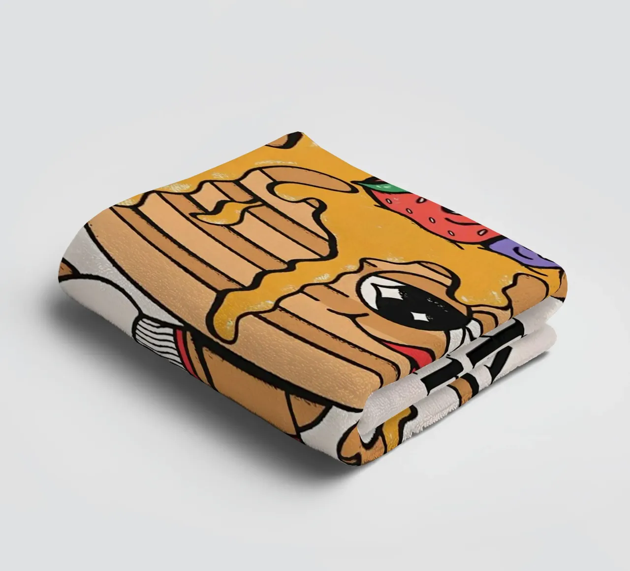 "Start Your Day Right" Retro Cartoon Pancakes Pop Art towel by NorwesClub