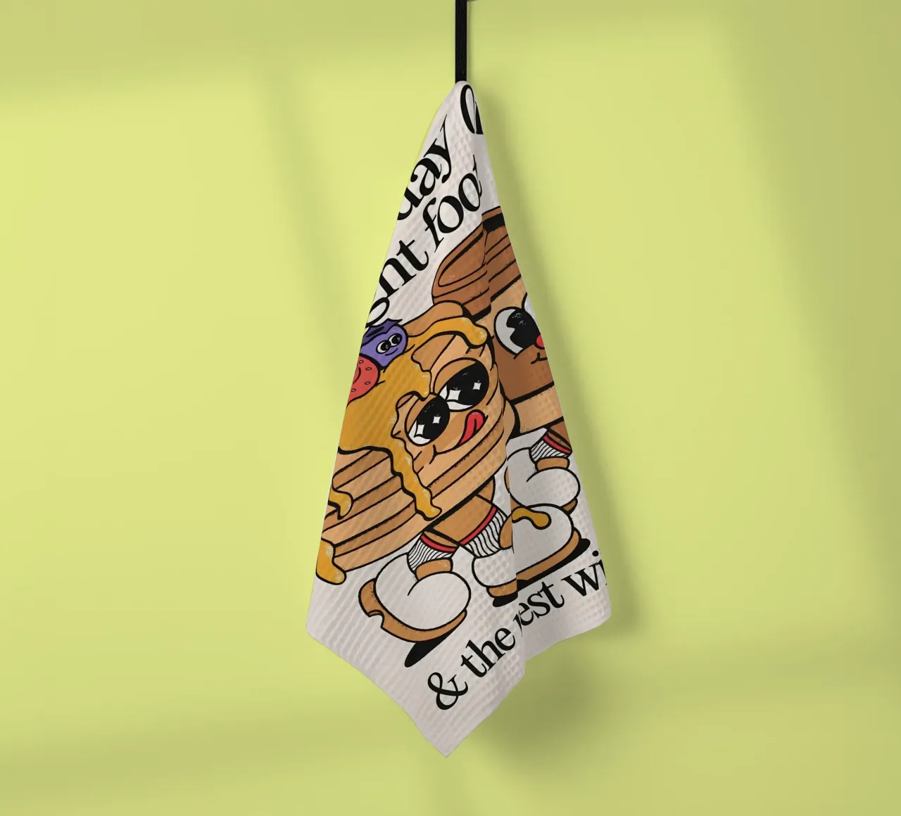 "Start Your Day Right" (Inizia bene la giornata) Cartoon Pancake retrò Pop Art canovaccio da cucina da NorwesClub