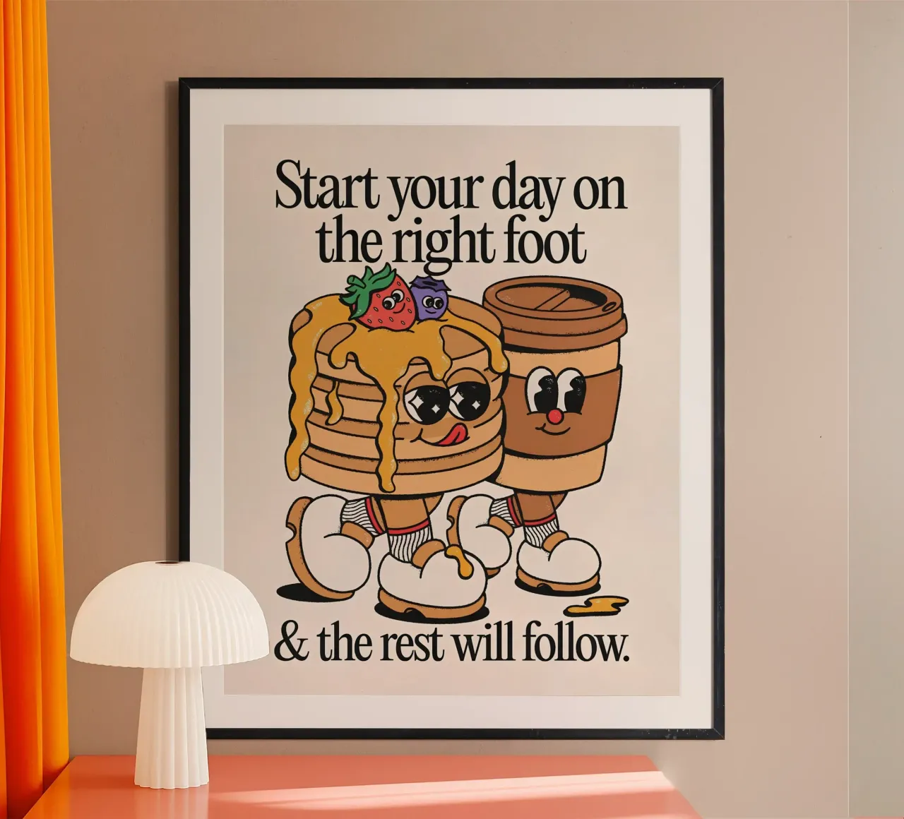 "Start Your Day Right" Retro Cartoon Pancakes Pop Art hahnemühle by NorwesClub