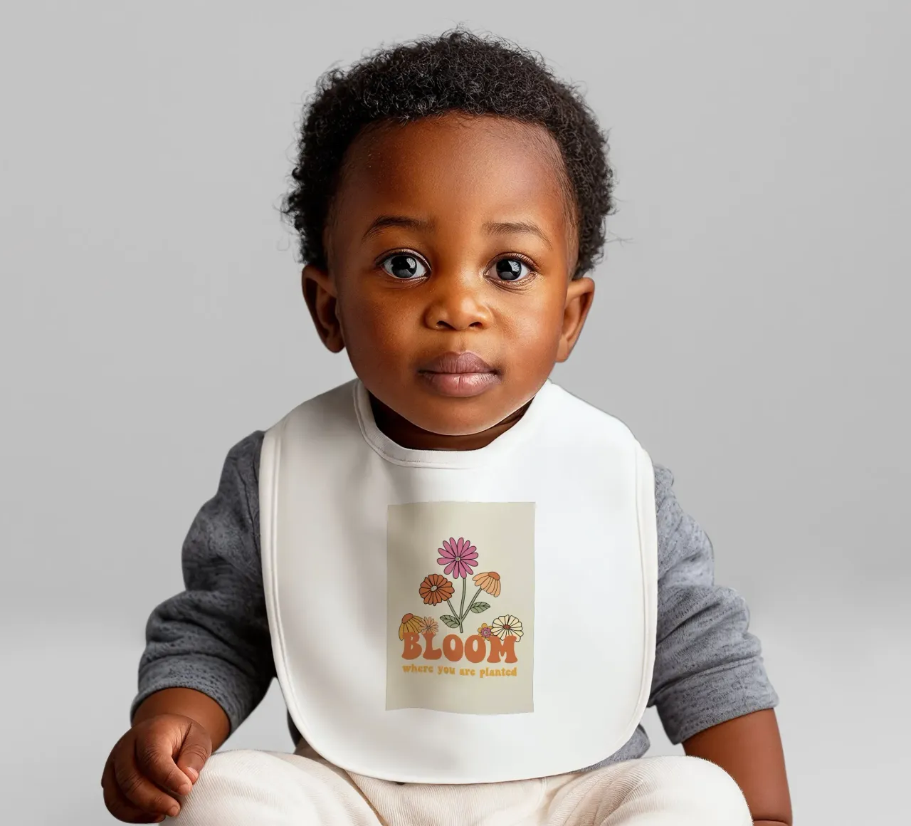 "Bloom Where Planted" Retro Floral Optimistic Growth Kunst Babylätzchen von NorwesClub